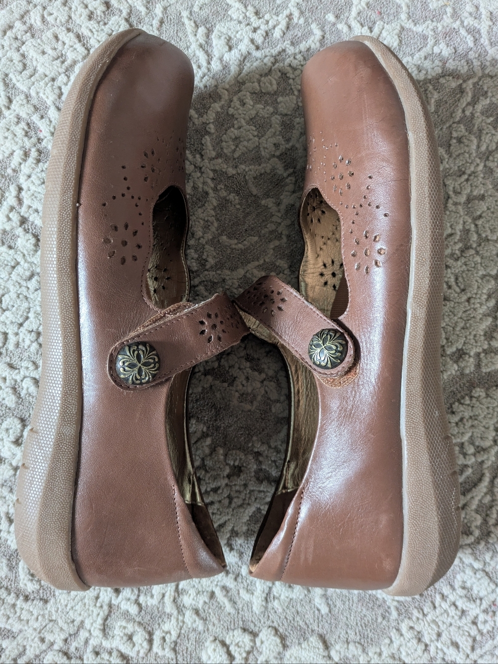 David Tate "Bev" - Women's Mary Jane In Brown/"Luggage" Leather Upper, Size 12 W - Picture 5 of 9